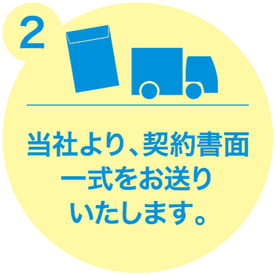 当社より契約書面一式をお送りいたします。