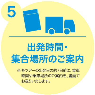 出発時間・集合場所のご案内。